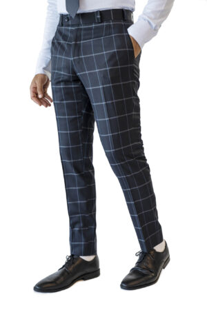 Navy Checks Double-Breasted Trouser