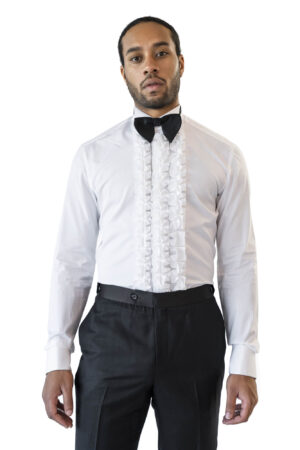 White Frill Tuxedo Shirt