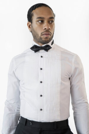 White Pleat Tuxedo Shirt